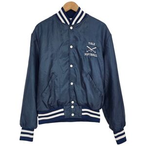Vintage Holloway Yale Softball Nylon Snap Button Bonber Jacket Navy Size Large